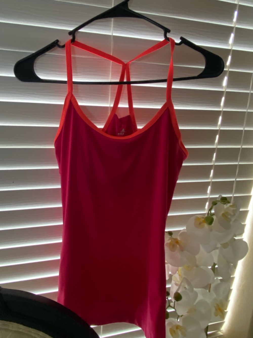 SOLD💥adidas Pink Tank with Neon Orange Trim